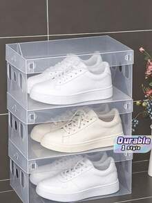 10/20Pack Foldable Clear Plastic Shoe Boxes, Waterproof Dustproof Stackable Shoe Storage Organizer, Thick Transparent Container For Sneakers, High Heels, Clothes, Small Stuff, Space Saving Foldable Storage Bins For Closet, Dorm, Bedroom, Apartment - View 1
