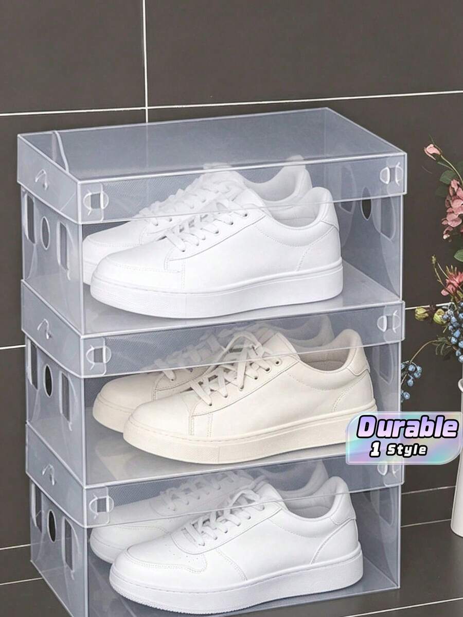 10/20Pack Foldable Clear Plastic Shoe Boxes, Waterproof Dustproof Stackable Shoe Storage Organizer, Thick Transparent Container For Sneakers, High Heels, Clothes, Small Stuff, Space Saving Foldable Storage Bins For Closet, Dorm, Bedroom, Apartment - View 1