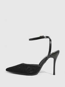 CUCCOO SZL Women's Fashionable Elegant Pointed Toe Buckle High Heels Spring Shoes Fall Shoes - Graphite Black - View 4