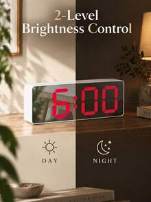 1pc Mirror Desk Clock With LED Display, 2 Charging Methods, Simple Operation Desk Clock, Electric Alarm Clock For Living Room Decor(Batteries Not Included) - multicolor - View 2