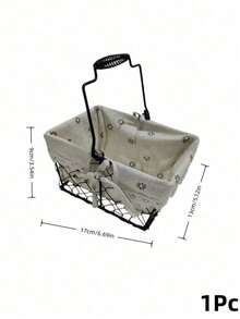 Haus Hana 1PC Rustic Wire Storage Basket, Metal Iron Frame With Floral Linen Liner & Lace Bow, Removable Lining, Multi-Use Organizer, Hold Sundries Snacks Cosmetics, For Kitchen Bathroom Picnic, Great Present For Housewarming - Multicolor - View 16