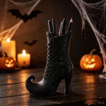 Gothic Witch Boot With Spider Web 3D Printed Design, Adult Office Desk Decoration Storage Box, Creative Halloween Gift, Vintage Makeup Brush Storage Box. Desk Accessories, Back-To-School Gift. - Multi-style - View 4