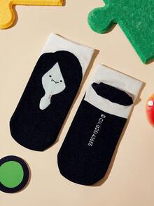 ADVENTURE TIME X SHEIN 4 قطع/مجموعة جوارب قصيرة بنمط كرتوني لطيف للنساء، جوارب كاحل، معززة عند الأصابع والكعب، مناسبة لجميع الفصول، للجنسين، للرجال والنساء، جوارب برسومات - خلط الألوان - مشاهدة 11