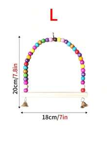 1 cái / 2 cái xích đu hạt màu sắc kèm chuông cho lồng chim, đồ chơi treo nhiều hình dáng cho thú cưng vui chơi - Nhiều màu - Xem 15