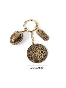 Game of Thrones X SHEIN Fashion Zinc Alloy Keychain Bag Pendant Pendant Commemorative Collection Gift Retro Gold - Multicolor - View 5