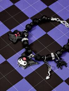 HELLO KITTY AND FRIENDS | SHEIN New Creative Cartoon Pattern Printed Beaded Bracelet, IP Joint Design, Lovely Personality, Simple And Generous, Can Also Be Used As Accessories, Suita - Silver - View 2