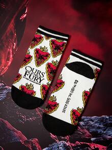 Game of Thrones X SHEIN 4 Pasang Kaos Kaki Wanita Motif Naga - Warna campuran - View 11