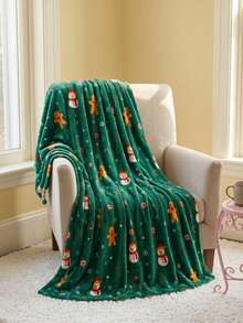Joivida Christmas Green Throw Blanket, Ultra Soft Plush Flannel Holiday Blanket With Cute Snowman Snowflake Print, Festive Winter Decor Gift - Green - View 2