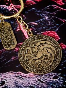Game of Thrones X SHEIN Fashion Zinc Alloy Keychain Bag Pendant Pendant Commemorative Collection Gift Retro Gold - Multicolor - View 2