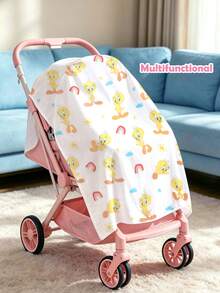 LOONEY TUNES X SHEIN 1 Cartoon Cute Printed Mother Nursing Gown, Go Out Baby Carriage Cover, Soft And Comfortable For Daily Use In All Seasons - Multicolor - View 3