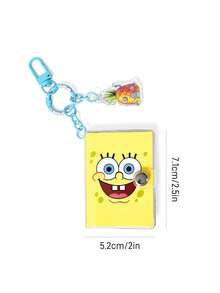 SpongeBob SquarePants | SHEIN Yellow Notepad Pendant Keychain - Yellow - View 3