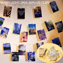 Teckwe 1set 1/2/3/4/5/10M Home Decor Photo Clips Light String,Indoor Bedroom Wall Decoration Fairy Light String With Plastic Clips, Wedding Birthday Party Decor Light String, Christmas Tree Decoration Lights,Girls' Room Wall Decorative Light String - Yellow light - View 16