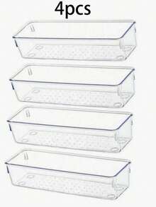 4pcs Transparent Cup Spoon Storage Boxes Made Of PET Material, With Toughness And Non Fragility. Convenient Storage Of Various Daily Necessities, Simple And Beautiful, Good Helper For Living Furniture, Making The Home More Exquisite And Tidy - Multicolor - View 14