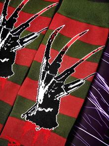 A Nightmare on Elm Street X SHEIN 1雙女款中筒襪，保暖舒適，適合日常穿著 - 混色 - 查看 2