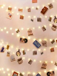 Teckwe 1set 1/2/3/4/5/10M Home Decor Photo Clips Light String,Indoor Bedroom Wall Decoration Fairy Light String With Plastic Clips, Wedding Birthday Party Decor Light String, Christmas Tree Decoration Lights,Girls' Room Wall Decorative Light String - Yellow light - View 13