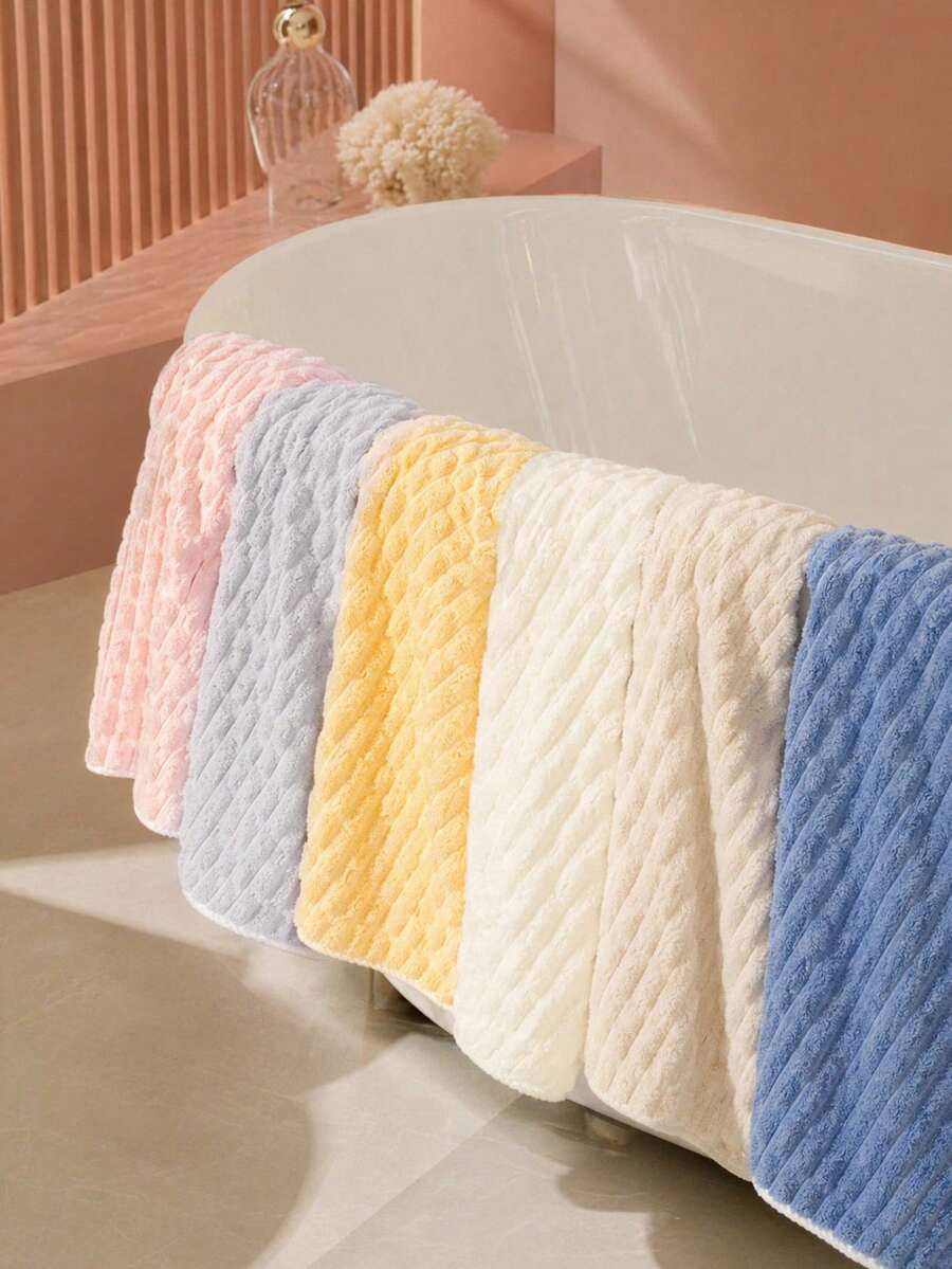 Ein Stück Korallenfleece Ultra-Weichfaser Handtuch mit nicht abfärbendem, weichem und hochabsorbierendem gestreiftem Design, geeignet für Badezimmer, Schwimmbäder und Strände; auch ideal für Schönheitssalons, Hotels und den Heimgebrauch - mit Hautpflege-Vorteilen. - Verschiedenfarbig - Übersicht 1