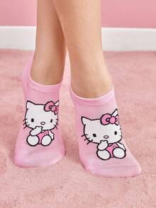 HELLO KITTY AND FRIENDS | SHEIN 6雙女款透氣柔軟船襪隱形襪，襪頭與後跟加強耐磨，四季皆可穿著 - 彩色 - 查看 8