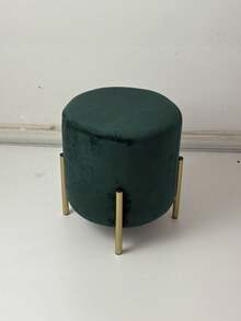 1PC Compact Size Metal Frame Round Fabric Low Stool Ottoman With Non Slip Base Modern Minimalist Design Seating For Living Room Entryway Shoe Changing Creative Side Table Alternative Small Space Decor Essential - Multicolor - View 11
