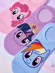 My Little Pony X SHEIN 6雙女款柔軟薄款透氣隱形襪 吸濕排汗低筒隱形襪 - 雜色 - 查看 5