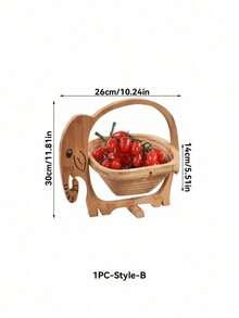 Cirelle 1pc Collapsible Wooden Fruit Basket, Animal Shaped Bamboo Folding Fruit Storage Bowl Countertop Tray - primary color - View 8