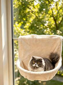 1 Cat Bedside Hammock, Bedside Cat Bed Hanging Bed, Plush Pet Bed, Removable And Washable For All Seasons, No Need To Drill Holes For Stable Installation, Small Cat Dog Soft Cushions For Warmth, Cat Bed Portable And Easy To Clean - F - View 5
