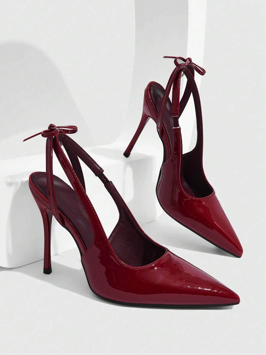 CUCCOO SZL Women's Pointed Toe Buckle Design Fashionable Elegant High Heels Fall Shoes - Red - View 1