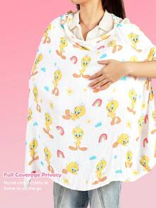 LOONEY TUNES X SHEIN 1 Cartoon Cute Printed Mother Nursing Gown, Go Out Baby Carriage Cover, Soft And Comfortable For Daily Use In All Seasons - Multicolor - View 5