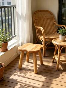 1PC SolidWood Multipurpose Sturdy NonSlip EasyClean SpaceSaving ShoeChanging TeaTableSeat NaturalCloverShape RoundStool Entryway LivingRoom Bedroom Balcony HomeDecor Practical MustHave HotSale - wood color - View 1