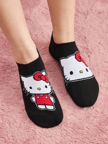 HELLO KITTY AND FRIENDS | SHEIN 6雙女款透氣柔軟船襪隱形襪，襪頭與後跟加強耐磨，四季皆可穿著 - 彩色 - 查看 10
