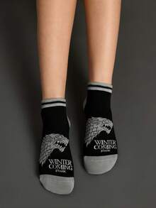 Game of Thrones X SHEIN 4 Pasang Kaos Kaki Wanita Motif Naga - Warna campuran - View 5