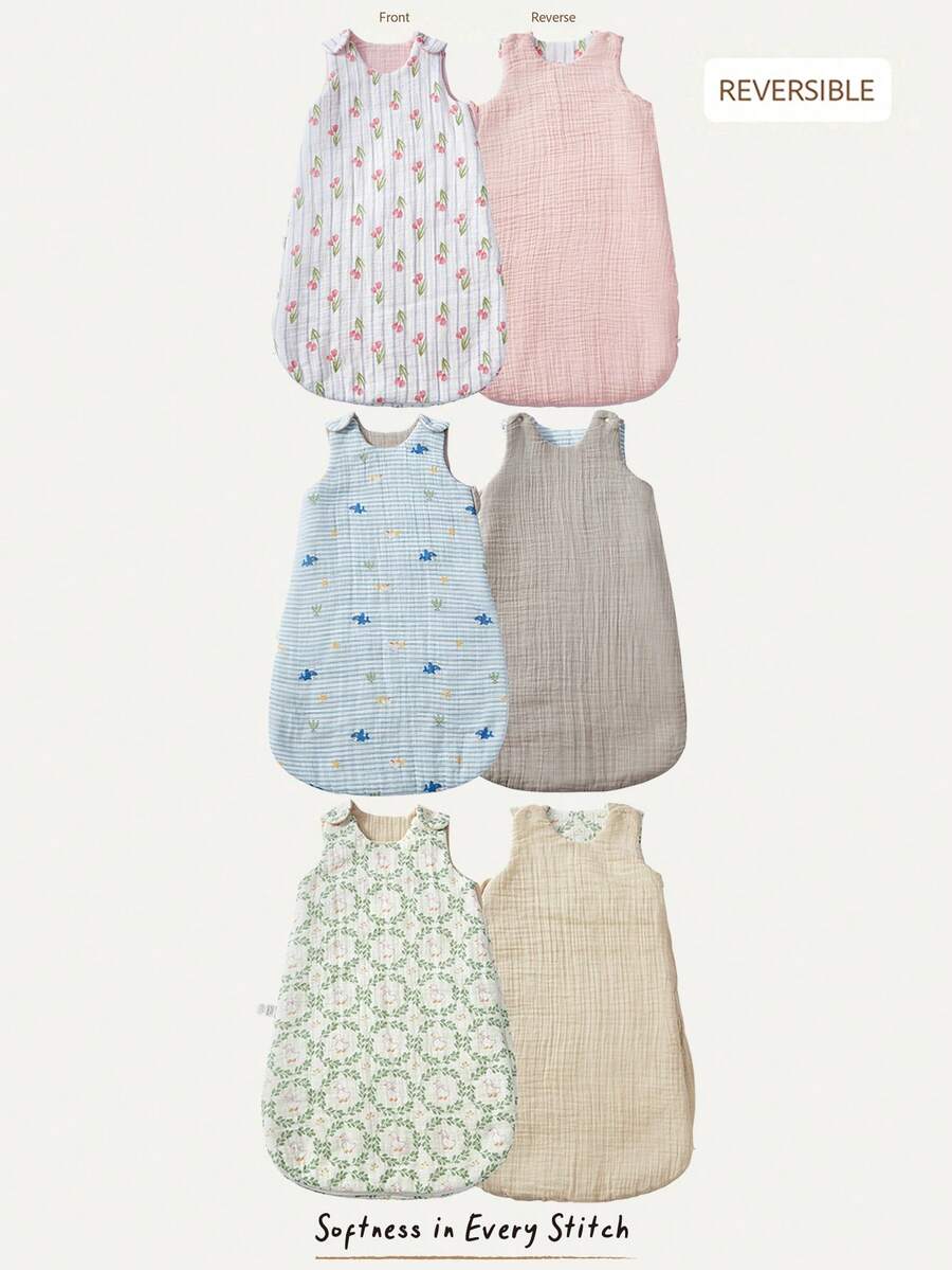 Cozy Pixies 1-Piece Baby Sleeping Bag, With Cute Printed Pattern On Both Sides, Soft And Comfortable, Suitable For Newborn Gifts (3 Choices) - Multicolor - View 1