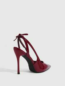 CUCCOO SZL Women's Pointed Toe Buckle Design Fashionable Elegant High Heels Fall Shoes - Red - View 3