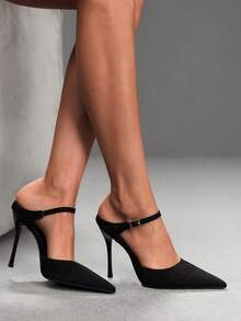 CUCCOO SZL Spring And Summer New Pointed Toe Backless High-Heeled Sandals Women's With Thin Heels Sexy Commuter Closed Toe Sandals Fall Shoes - Suede black - View 5