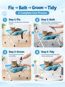 Foldable Pet Grooming Station, Featuring A Hollowed-Out, Quick-Drying Mesh Surface And A Sturdy Support Frame To Help Restrain Your Pet During Bath Time, Minimizing Squirming And Reducing The Risk Of Scratches. Lightweight And Foldable - one-size - View 10