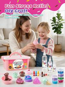 MINKOJA Set Mainan Pembuat Es Krim, Set Slime, Set Mainan Tanah Liat, Mainan Penghilang Stres, Pilihan Hadiah, Aktivitas Pesta, Mainan DIY Kreatif, Dekorasi, Ornamen, Mainan Ekstrusi, Set Pembuat Slime Es Krim, Slime Awan Mentega dan Busa, Set Slime Es Krim DIY - MultiWarna - View 6