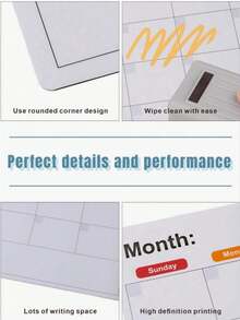 JANCHN Magnetic Dry Wiping Calendar Refrigerator Whiteboard Wall Can Write Magnetic Kitchen Monthly Family Plan Memo Plan Menu Task List Notebook Shopping School Schedule Hanging Date - Multicolor - View 5
