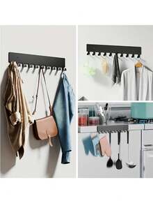 Key Holder For Wall, 10-Hook Metal Key Rack Wall Mounted Key Organizer With Key Hooks, Easy To Install Modern Painted Finish Simple Design For Organizing Keys In Entryway, Hallway, Home Or Office, Home Decor Wall Organizer - Black - View 5