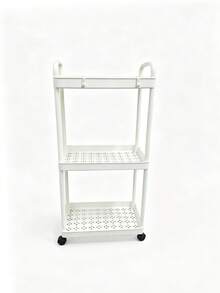 Plastic White Rolling Storage Cart With 3 Shelves And Handle - Multi-Use Organizer For Kitchen, Bathroom, And Bedroom - Durable Wire Shelves For Easy Access, Mobile Service Cart | Modern Storage | Hobby Storage - Multicolor - View 10
