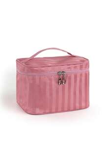 1 pieza Bolsa de almacenamiento de cosméticos portátil de gran capacidad para mujer, crucero, avión, regalo de vacaciones - Rosa - Ver 2