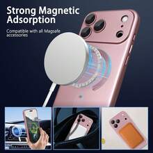 Teckwe Casing Ponsel - Produk Baru Casing Ponsel Magnetik Transparan Matte Mewah Kompatibel dengan iPhone 18 17 16 15 14 13 12 11 Pro Max Air, Dengan Bingkai Peredam Guncangan dan Penutup Pelindung Kamera, Menampilkan Tekstur Metalik Matte, Cat Metalik Tahan Benturan, Bingkai Lembut Pelindung Lensa, Penutup Tahan Guncangan - Berwarna merah muda - View 4