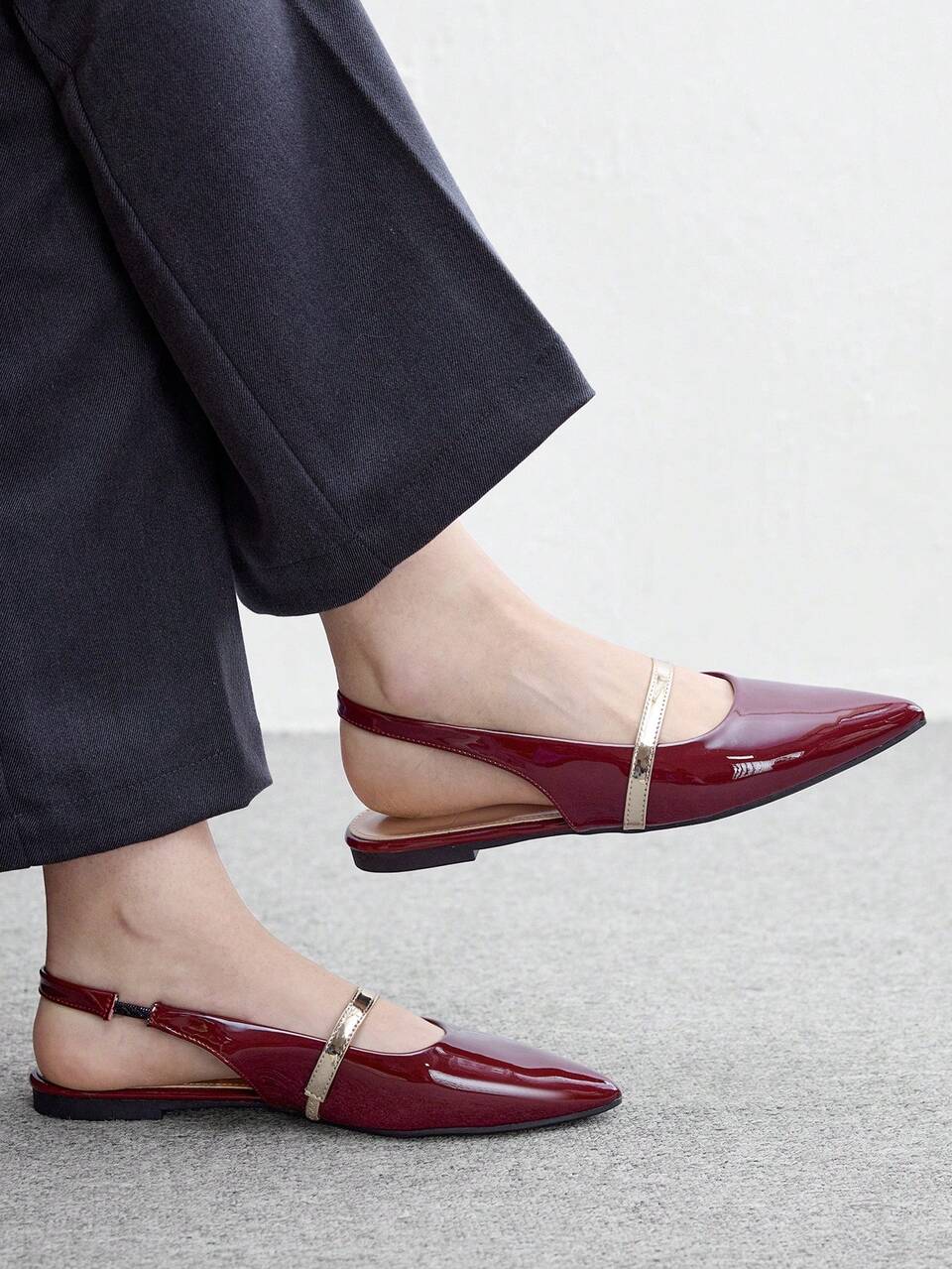 CUCCOO BIZCHIC Women's Flat-Soled Shoes Women's Summer Burgundy New Empty Pointed Mules Shoes Daily Wear Sandals Fall Shoes