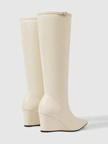 Daringsoles Vintage Maillard Suede Pointed Toe Heel Versatile And Thin Tall Autumn And Winter Tall Boots - Beige - View 4