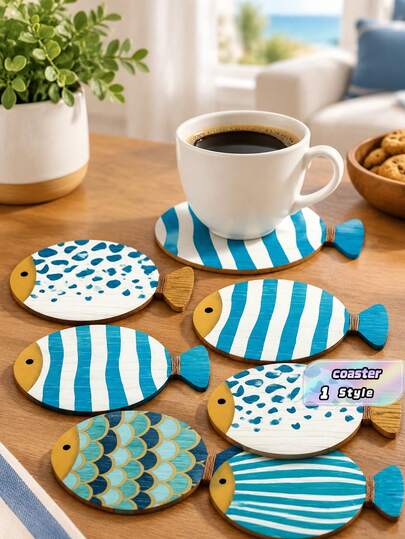 6/8 Buah Tempat Cangkir Kopi Kayu - Desain Kotak-kotak dan Titik Warna-warni, Tempat Cangkir Kayu Tahan Panas, Cocok untuk Pecinta Kopi dan Teh, Dekorasi Dinding Kantor Rumah, Tempat Minuman, Desain Cerah, Perlindungan Permukaan Meja, Dekorasi Rumah Artistik