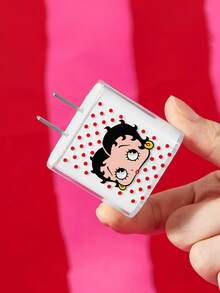 Betty Boop x SHEIN Cartoon Pattern Data Cable Protective Case, Suitable For IPhone Charger, Cute Cheese Pattern, 3-Piece Mobile Phone Data Cable Protective Case, Charger Protective Case (Excluding Data Cable) - Clear - View 6