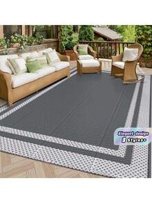 1 Piece Plastic Reversible Water-Resistant Rug, Durable Outdoor Non-Slip Rug For Garden, Patio, Camping, Swimming Pool, Backyard, Porch, And Hiking - A - View 1