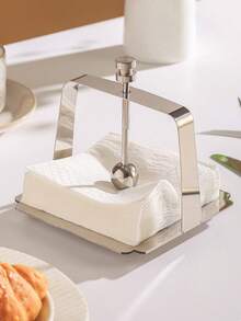 Pure Metal Paper Towel Holder, Square Frame, Restaurant/Hotel Dining Table Paper Towel Rack, Minimalist Napkin Holder, European-Style Paper Press Holder. - Multicolor - View 9