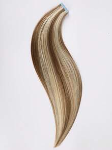 20pcs 50g Tape In Hair Extension, 100% Real Remy Human Hair Extension For Salon Silky Seamless Invisible Skin Weft Tape Ins,  For Thinning Hair Woman Natural Look  Can Be Reused ,For Fine Or Thin Hair ,Add Volume Halloween Costumes,Highlight 10P613# - S10/613 - View 8