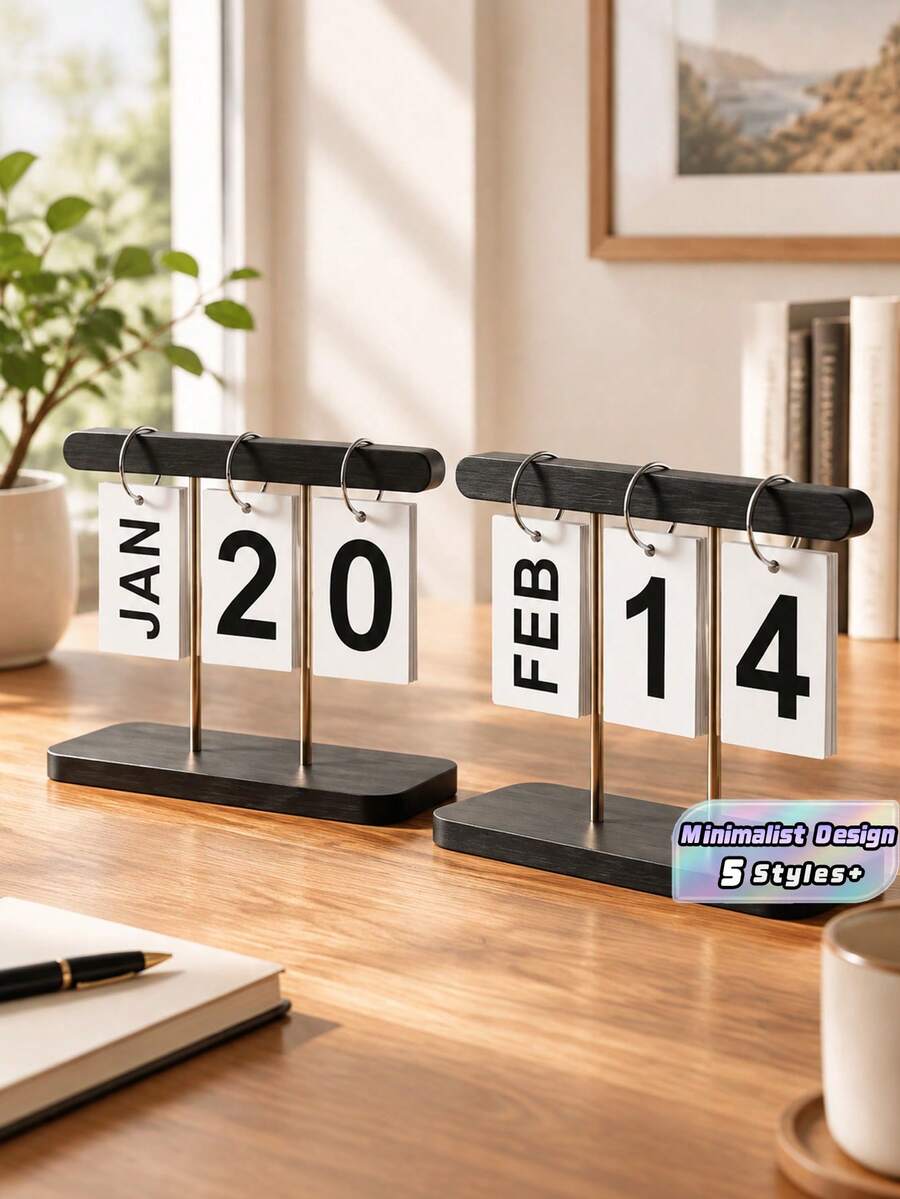 Minimalist Flip Page Desktop Calendar Nordic Creative Perpetual Daily Appropriate For Living Room Dining Table Coffee Table Office Desk Etc Reusable Flip Calendar Desktop Accessories New Home Decor Back-To-School Summer - I - View 1