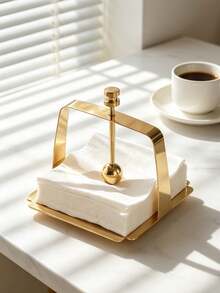 Pure Metal Paper Towel Holder, Square Frame, Restaurant/Hotel Dining Table Paper Towel Rack, Minimalist Napkin Holder, European-Style Paper Press Holder. - Multicolor - View 15