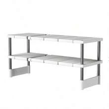 1pc/Kitchen Retractable Drain Trough Storage Rack Cabinet Interior Layered Shelf Kitchen Cabinet Storage Multifunctional Pot Rack Storage Rack, Kitchen Shelf Retractable Drain Trough Storage Rack Cabinet 2-Layer Multifunctional Pot Rack - White - View 9